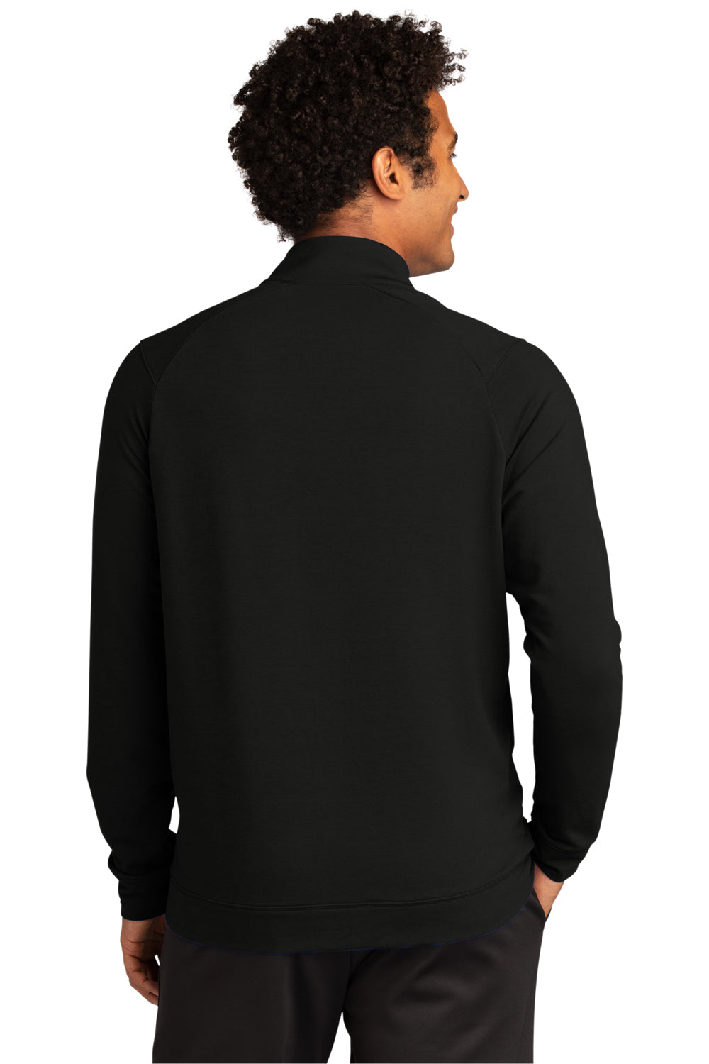 Sport-Tek ST560 Mens Flex Fleece Moisture Wicking Full Zip Sweatshirt Black Model Back