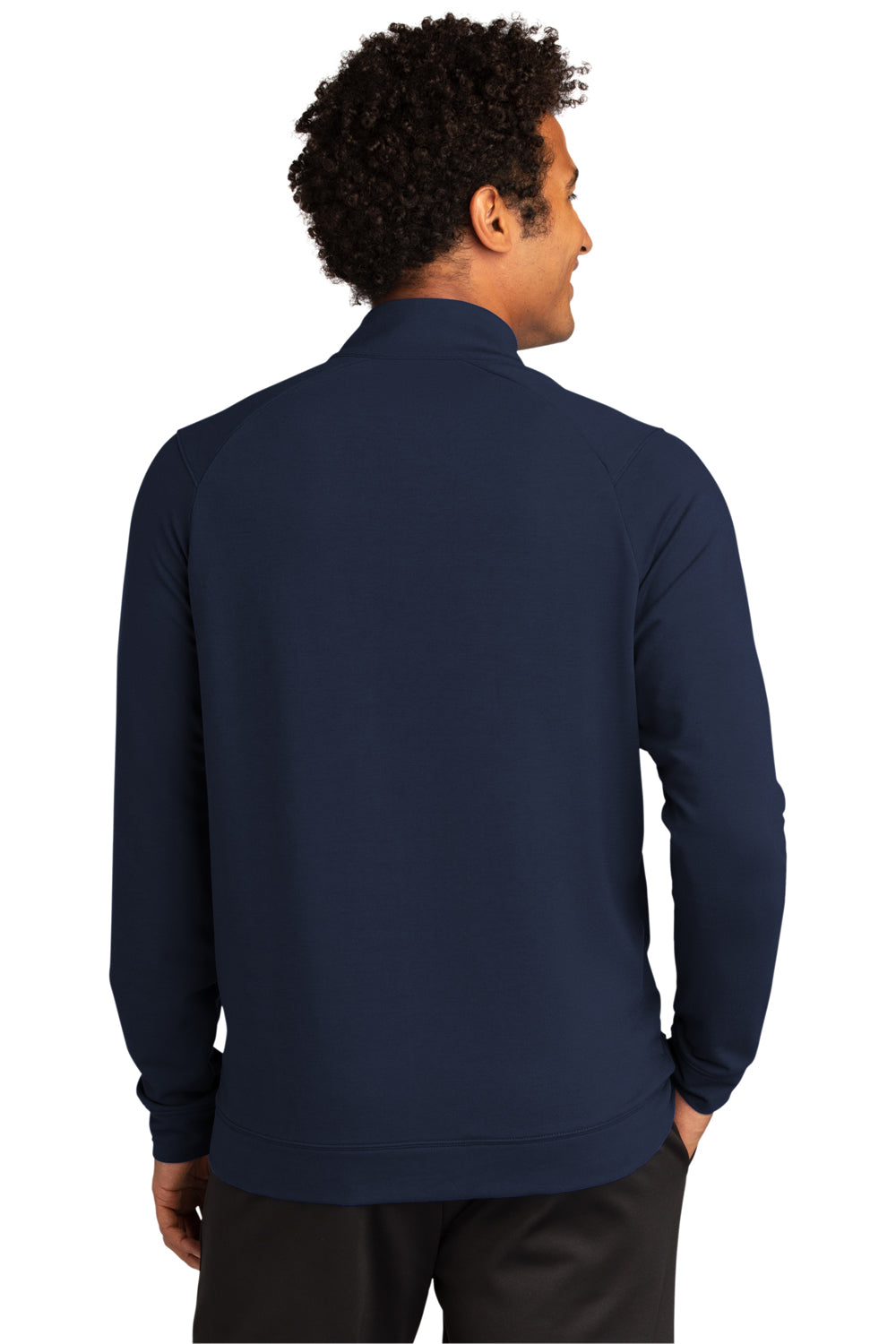 Sport-Tek ST560 Mens Flex Fleece Moisture Wicking Full Zip Sweatshirt True Navy Blue Model Back