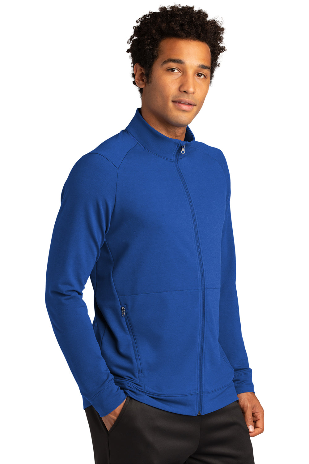 Sport-Tek ST560 Mens Flex Fleece Moisture Wicking Full Zip Sweatshirt True Royal Blue Model 3q