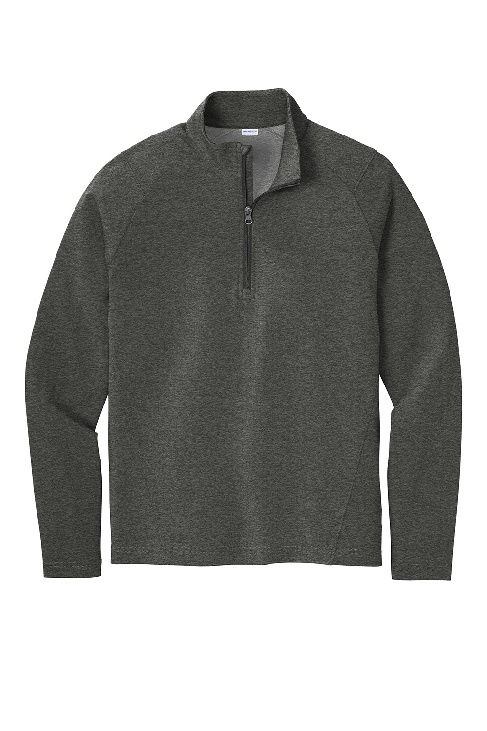 Sport-Tek ST561 Mens Flex Fleece Moisture Wicking 1/4 Zip Sweatshirt Heather Dark Grey Flat Front