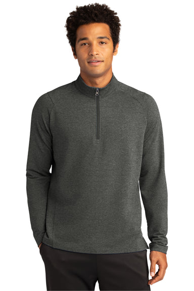 Sport-Tek ST561 Mens Flex Fleece Moisture Wicking 1/4 Zip Sweatshirt Heather Dark Grey Model Front