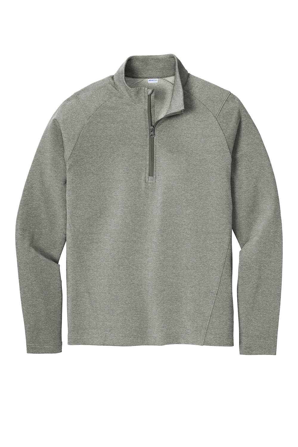 Sport-Tek ST561 Mens Flex Fleece Moisture Wicking 1/4 Zip Sweatshirt Heather Light Grey Flat Front