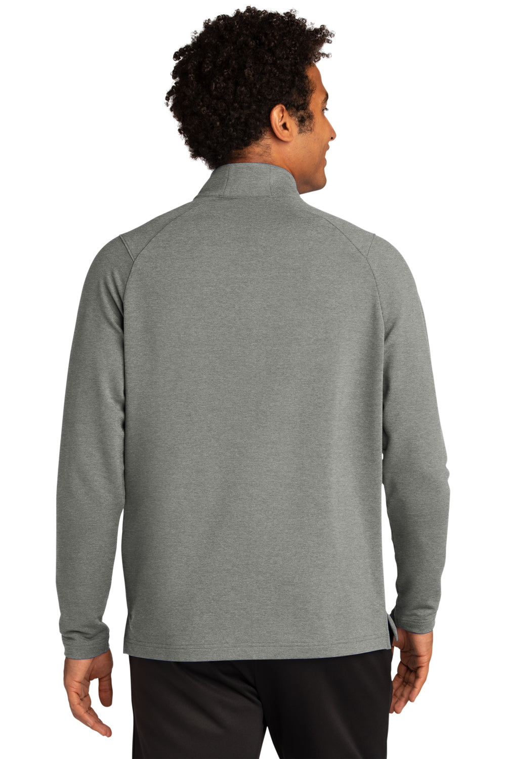 Sport-Tek ST561 Mens Flex Fleece Moisture Wicking 1/4 Zip Sweatshirt Heather Light Grey Model Back