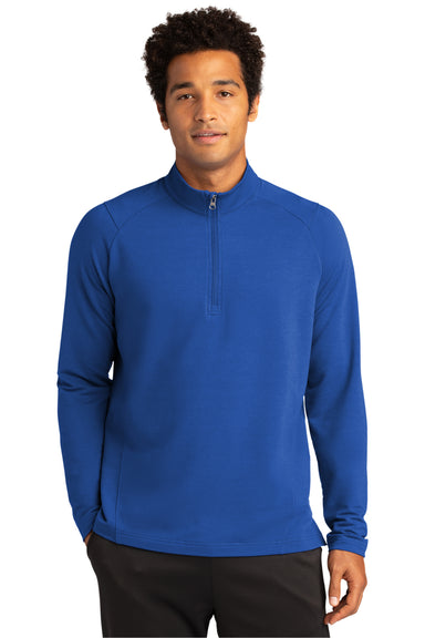 Sport-Tek ST561 Mens Flex Fleece Moisture Wicking 1/4 Zip Sweatshirt True Royal Blue Model Front