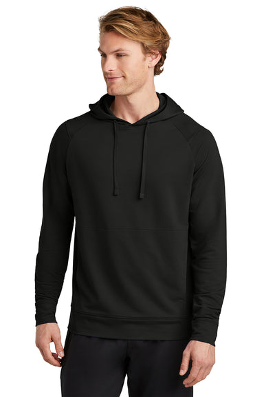 Sport-Tek ST562 Mens Flex Fleece Moisture Wicking Hooded Sweatshirt Hoodie Black Model Front