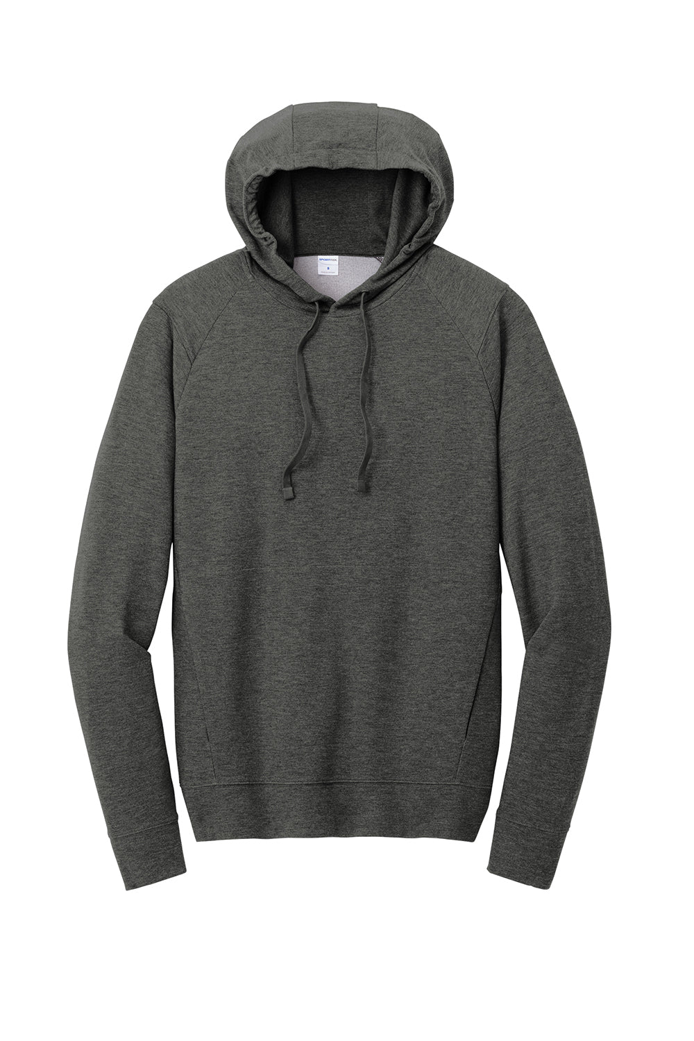 Sport-Tek ST562 Mens Flex Fleece Moisture Wicking Hooded Sweatshirt Hoodie Heather Dark Grey Flat Front