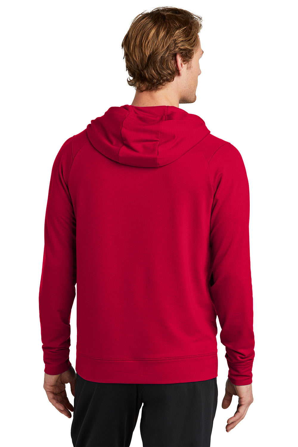 Sport-Tek ST562 Mens Flex Fleece Moisture Wicking Hooded Sweatshirt Hoodie Deep Red Model Back