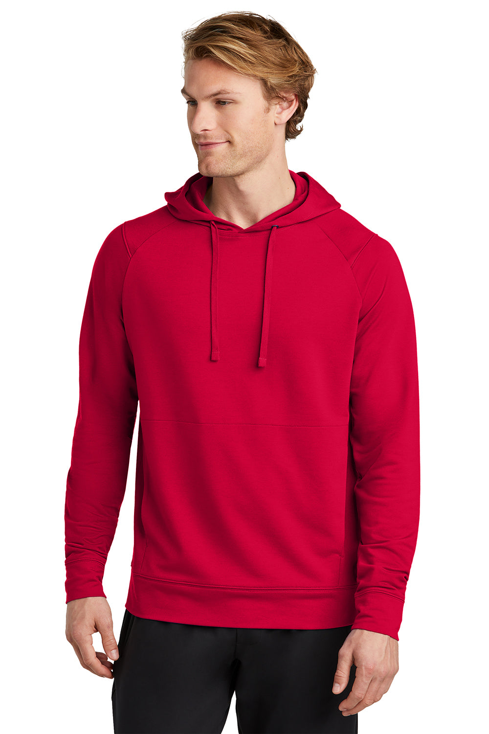 Sport-Tek ST562 Mens Flex Fleece Moisture Wicking Hooded Sweatshirt Hoodie Deep Red Model Front