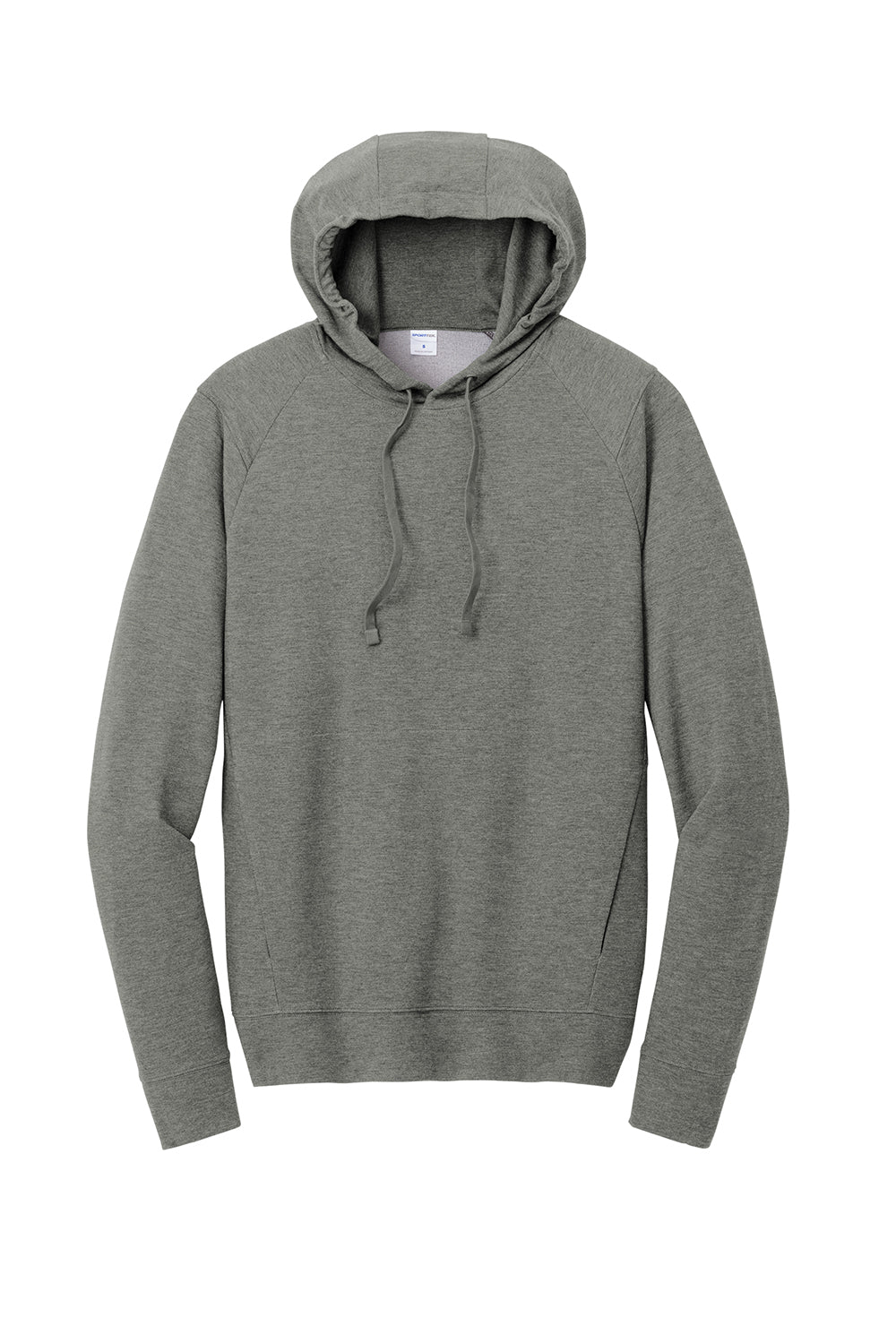 Sport-Tek ST562 Mens Flex Fleece Moisture Wicking Hooded Sweatshirt Hoodie Heather Light Grey Flat Front