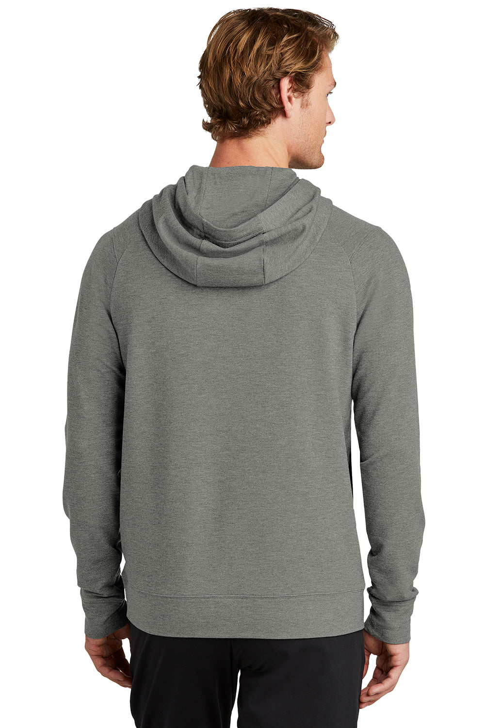 Sport-Tek ST562 Mens Flex Fleece Moisture Wicking Hooded Sweatshirt Hoodie Heather Light Grey Model Back