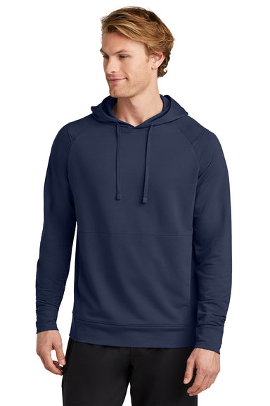 Sport-Tek ST562 Mens Flex Fleece Moisture Wicking Hooded Sweatshirt Hoodie True Navy Blue Model Front