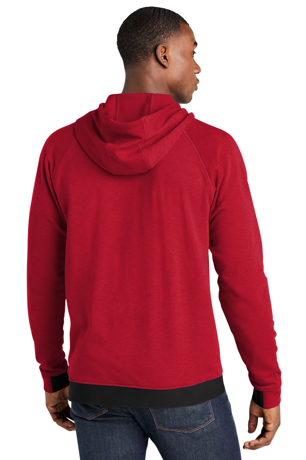 Sport-Tek ST571 Mens Strive PosiCharge Hooded Sweatshirt Hoodie Deep Red Model Back