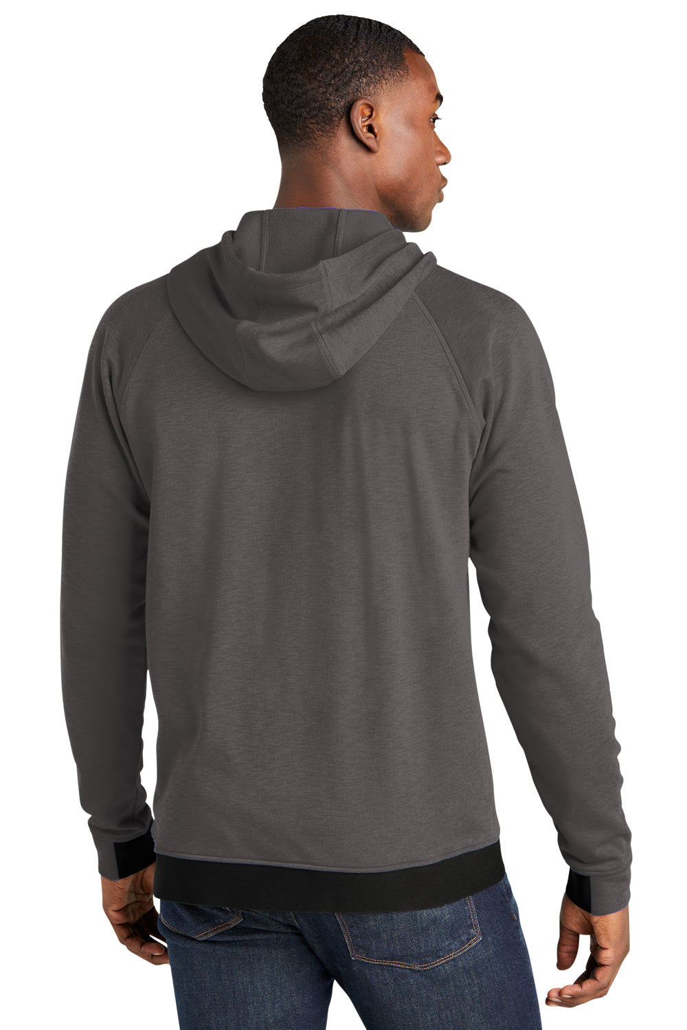 Sport-Tek ST571 Mens Strive PosiCharge Hooded Sweatshirt Hoodie Graphite Grey Model Back