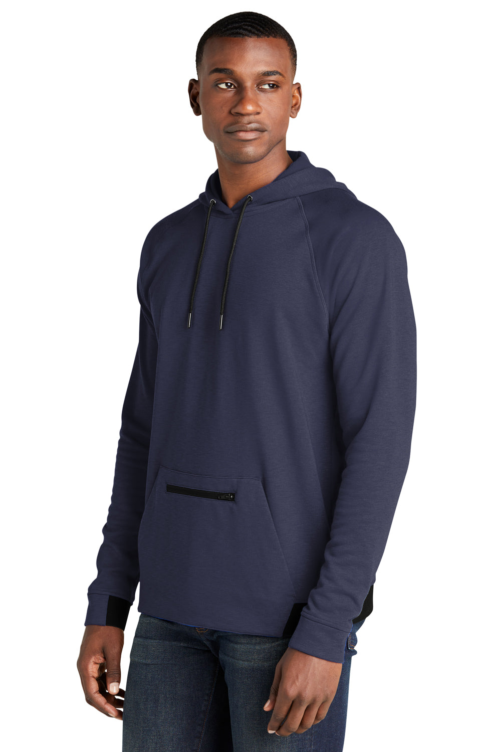 Sport-Tek ST571 Mens Strive PosiCharge Hooded Sweatshirt Hoodie True Navy Blue Model 3q