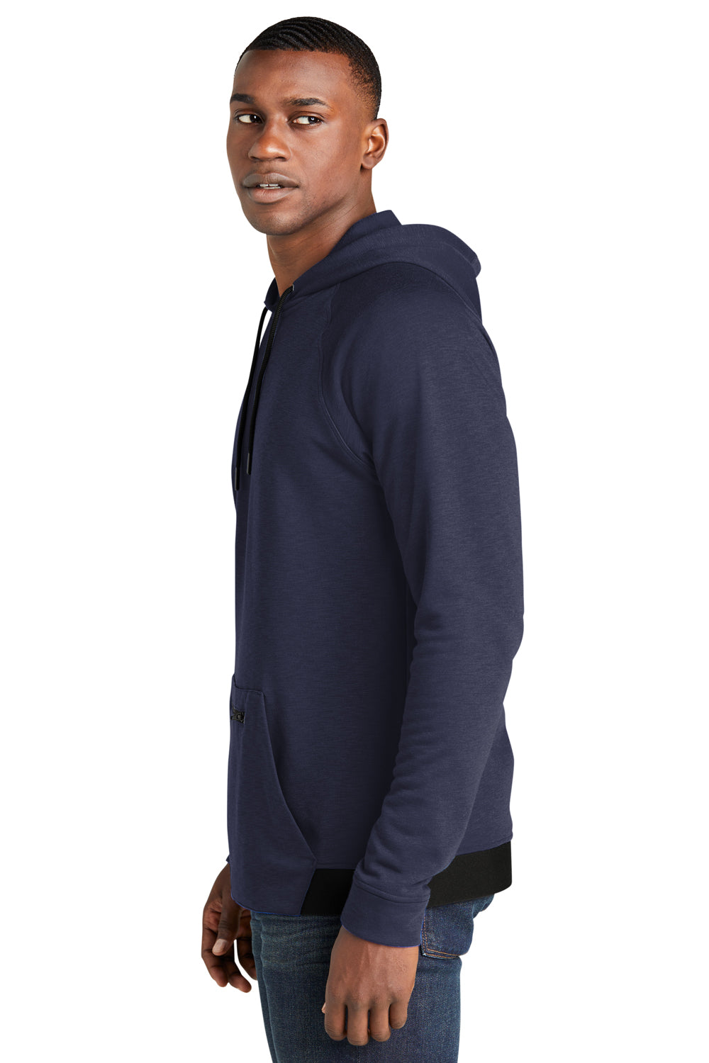 Sport-Tek ST571 Mens Strive PosiCharge Hooded Sweatshirt Hoodie True Navy Blue Model Side