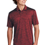 Sport-Tek Mens Electric Heather Moisture Wicking Short Sleeve Polo Shirt - Deep Red/Black Electric