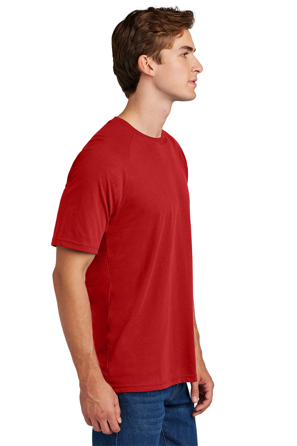 Sport-Tek ST6040 Mens Halftime Raglan Short Sleeve Crewneck T-Shirt Deep Red Model Side