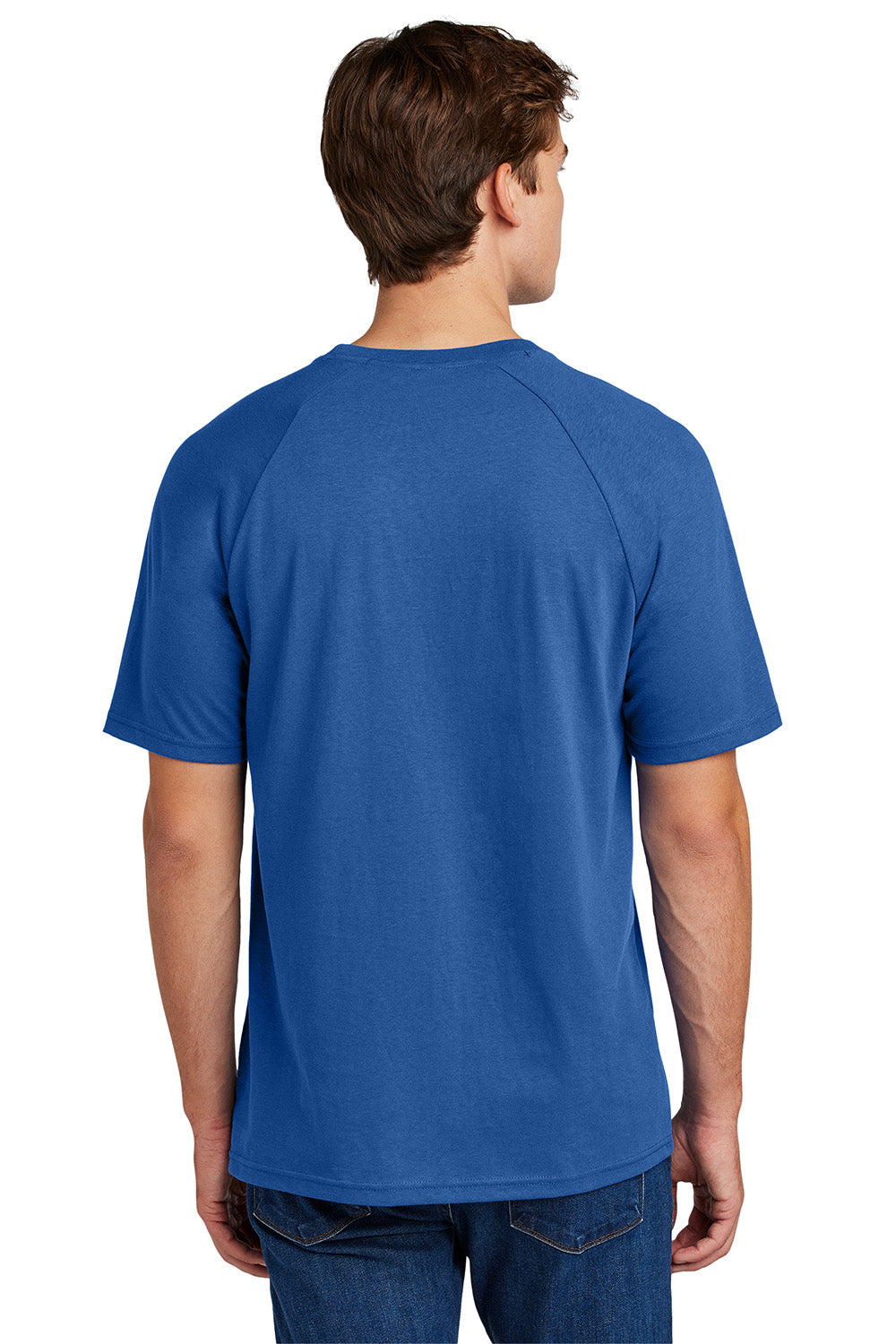 Sport-Tek ST6040 Mens Halftime Raglan Short Sleeve Crewneck T-Shirt True Royal Blue Model Back