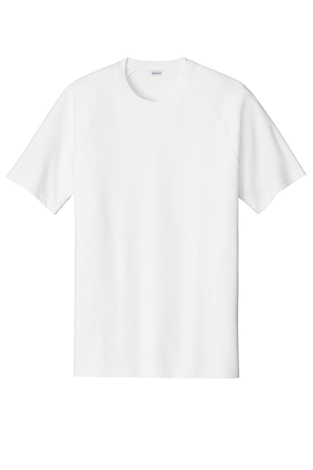 Sport-Tek ST6040 Mens Halftime Raglan Short Sleeve Crewneck T-Shirt White Flat Front