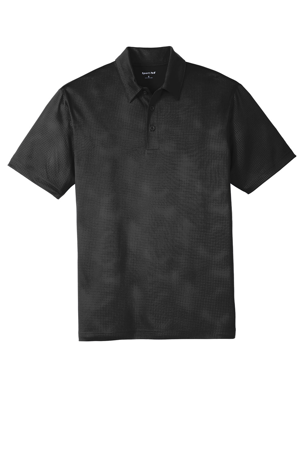 Sport-Tek ST630 Mens Tough Moisture Wicking Short Sleeve Polo Shirt Black Flat Front