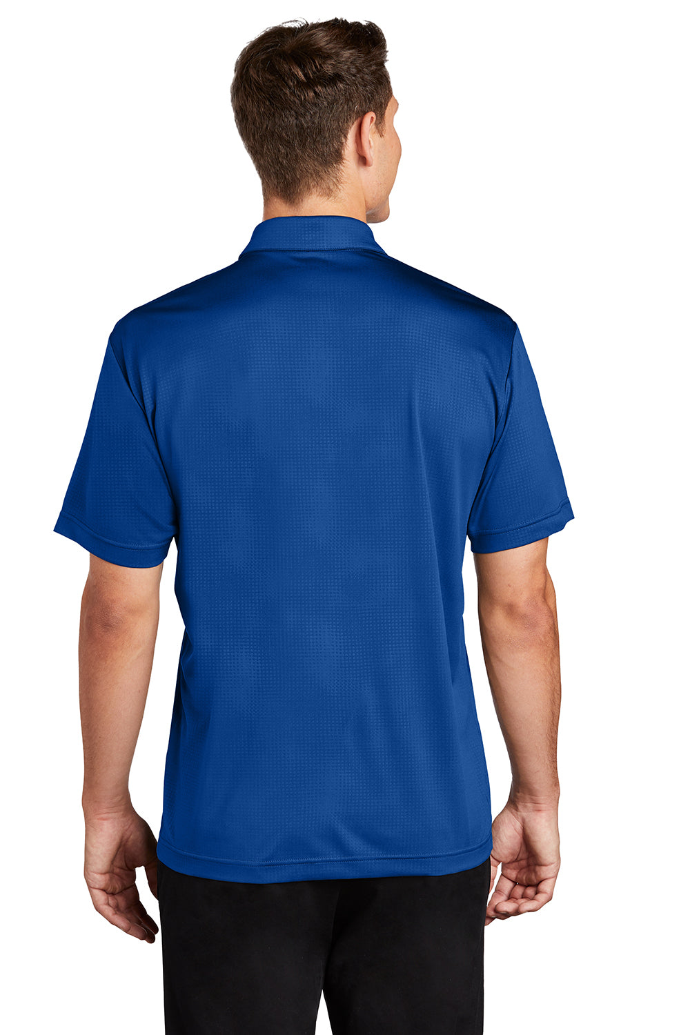 Sport-Tek ST630 Mens Tough Moisture Wicking Short Sleeve Polo Shirt True Royal Blue Model Back