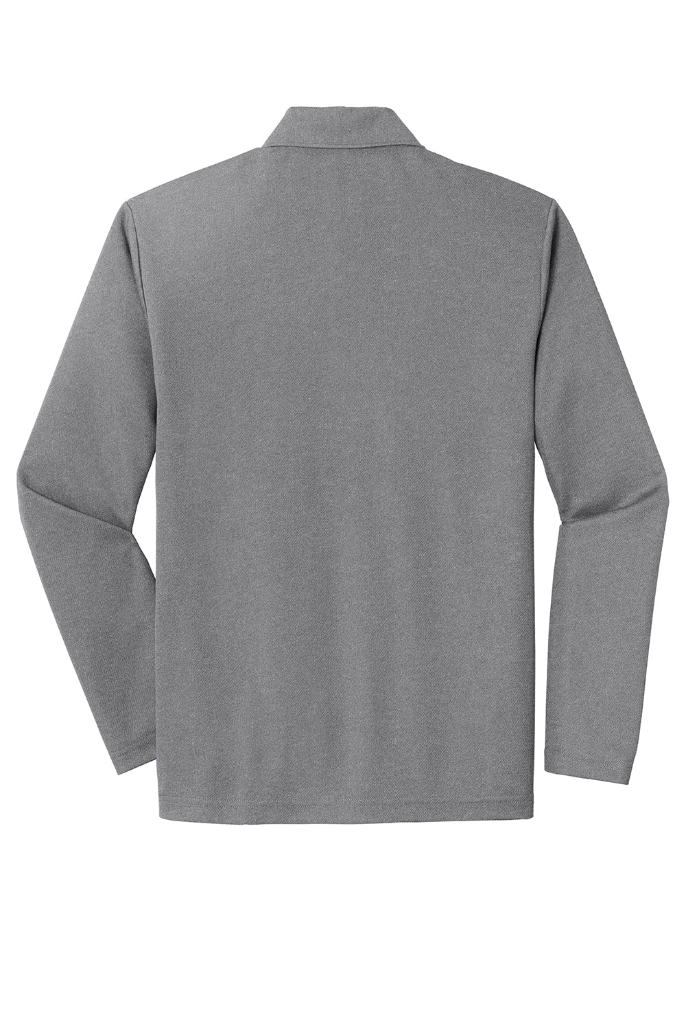 Sport-Tek ST640LS Mens RacerMesh Moisture Wicking Long Sleeve Polo Shirt Heather Grey Flat Back