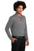 Sport-Tek ST640LS Mens RacerMesh Moisture Wicking Long Sleeve Polo Shirt Heather Grey Model 3q