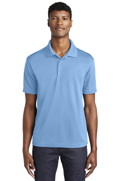 Sport-Tek ST640 Mens RacerMesh Moisture Wicking Short Sleeve Polo Shirt Carolina Blue Model Front