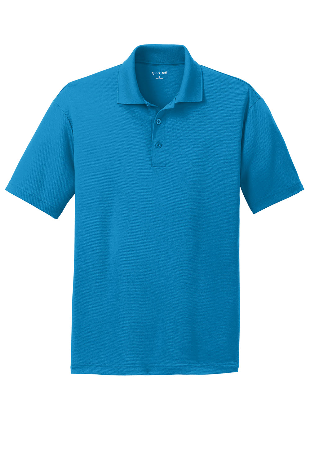 Sport-Tek ST640 Mens RacerMesh Moisture Wicking Short Sleeve Polo Shirt Pond Blue Flat Front