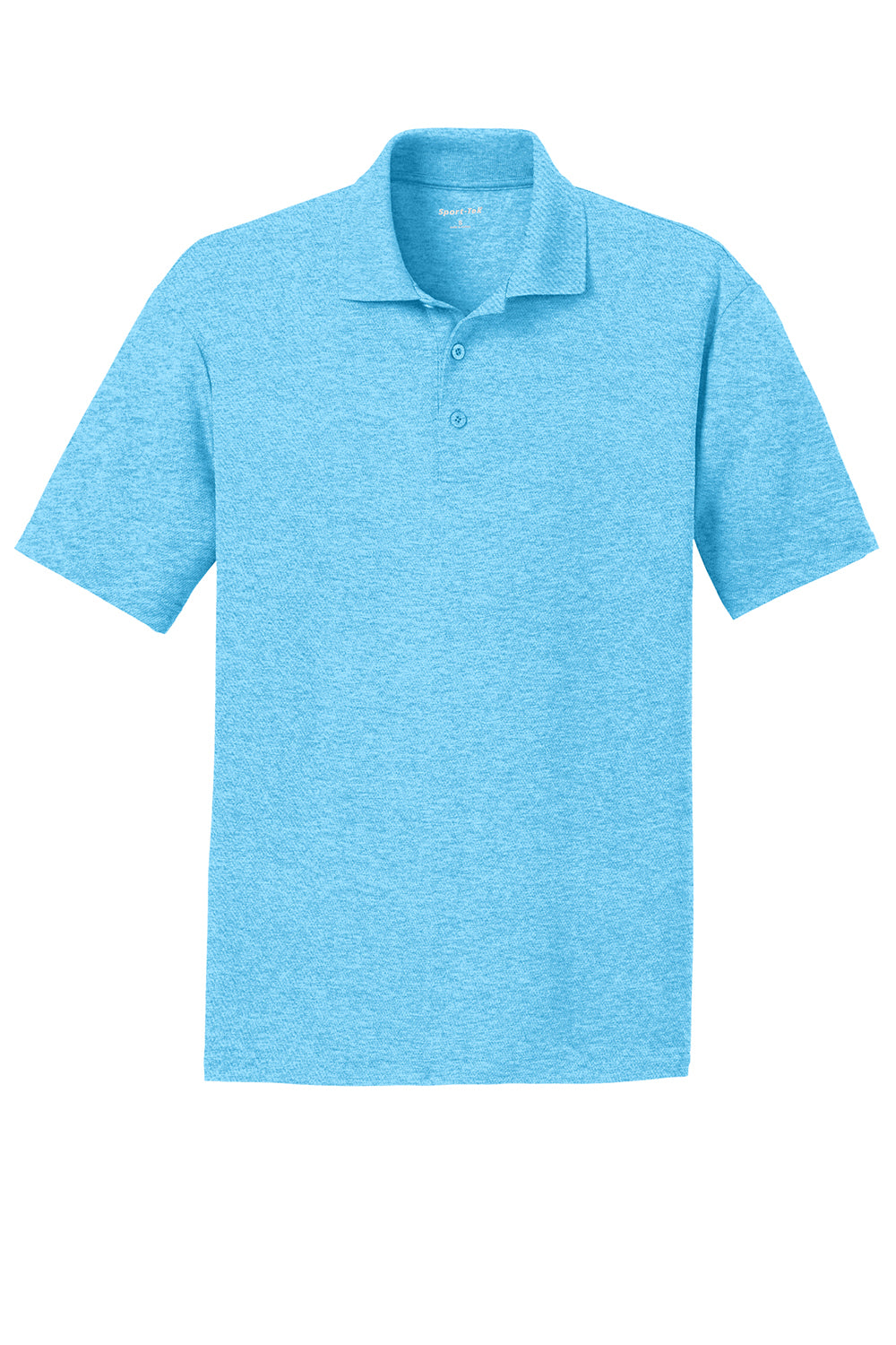 Sport-Tek ST640 Mens RacerMesh Moisture Wicking Short Sleeve Polo Shirt Heather Pond Blue Flat Front