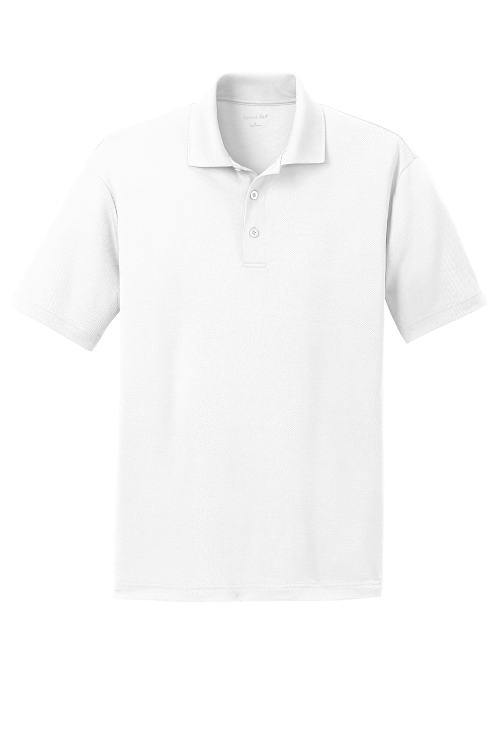 Sport-Tek ST640 Mens RacerMesh Moisture Wicking Short Sleeve Polo Shirt White Flat Front