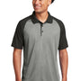 Sport-Tek Mens RacerMesh Moisture Wicking Short Sleeve Polo Shirt - Heather Grey/Black