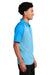 Sport-Tek ST641 Mens RacerMesh Moisture Wicking Short Sleeve Polo Shirt Heather Pond Blue/Pond Blue Model Side