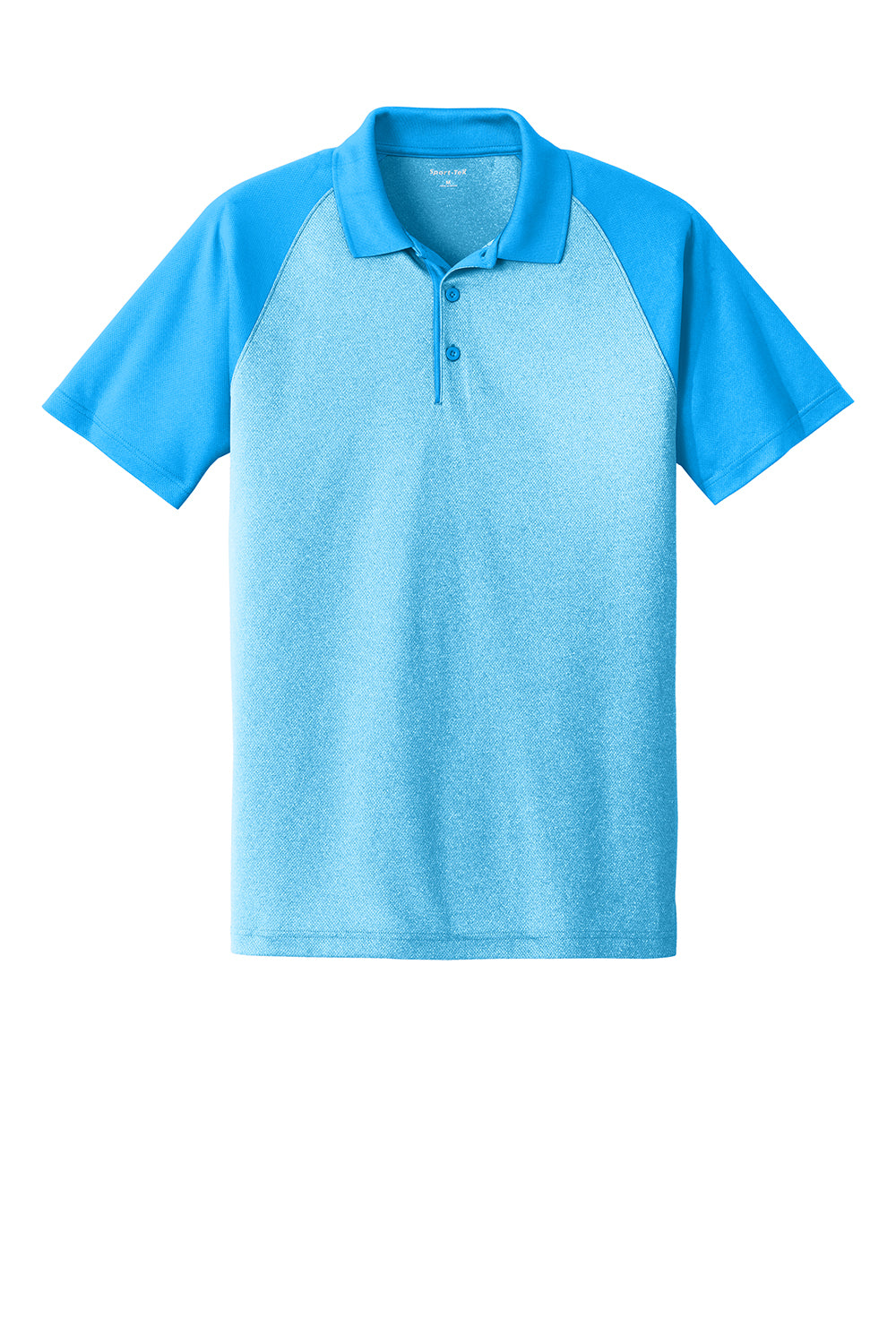 Sport-Tek ST641 Mens RacerMesh Moisture Wicking Short Sleeve Polo Shirt Heather Pond Blue/Pond Blue Flat Front