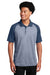 Sport-Tek ST641 Mens RacerMesh Moisture Wicking Short Sleeve Polo Shirt Heather True Navy Blue/True Navy Blue Model Front