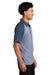 Sport-Tek ST641 Mens RacerMesh Moisture Wicking Short Sleeve Polo Shirt Heather True Navy Blue/True Navy Blue Model Side