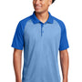 Sport-Tek Mens RacerMesh Moisture Wicking Short Sleeve Polo Shirt - Heather True Royal Blue/True Royal Blue