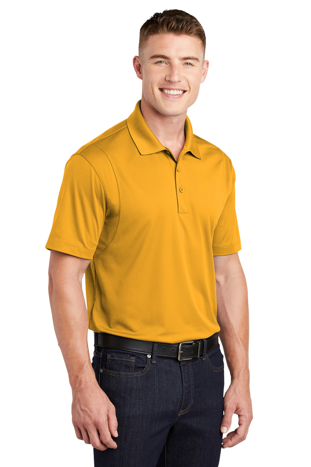 Sport-Tek ST650/TST650 Mens Sport-Wick Moisture Wicking Short Sleeve Polo Shirt Gold Model 3q