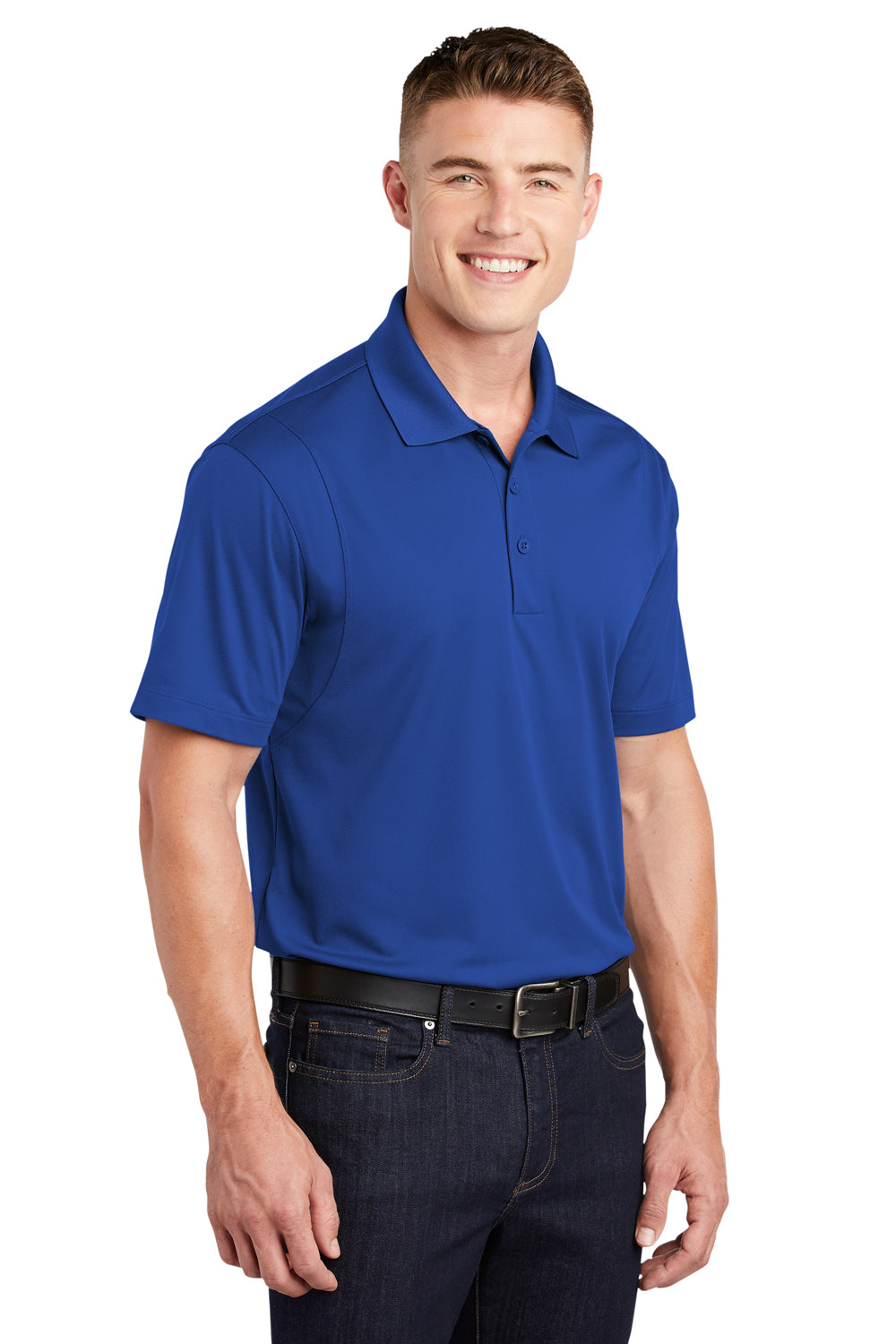 Sport-Tek ST650/TST650 Mens Sport-Wick Moisture Wicking Short Sleeve Polo Shirt True Royal Blue Model 3q