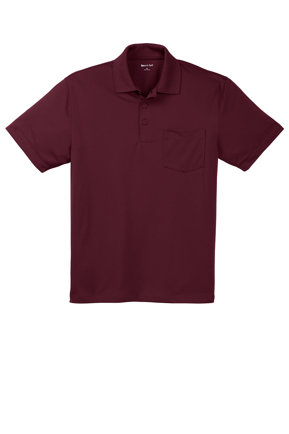 Sport-Tek ST651 Mens Sport-Wick Moisture Wicking Short Sleeve Polo Shirt w/ Pocket Maroon Flat Front