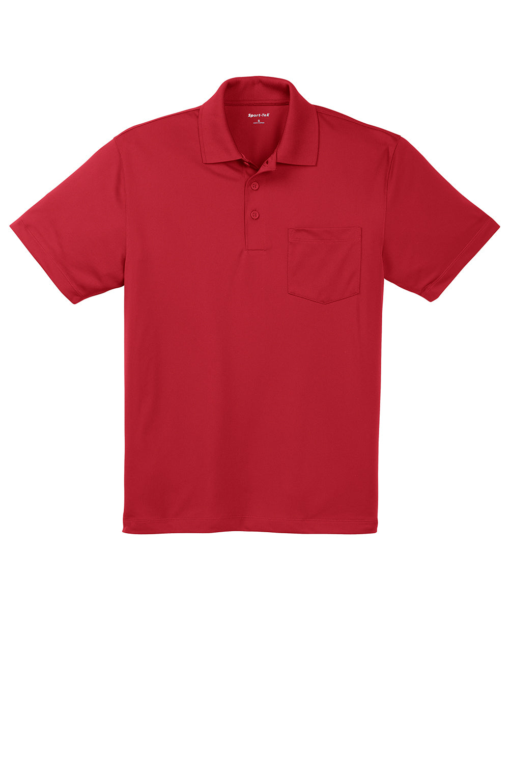 Sport-Tek ST651 Mens Sport-Wick Moisture Wicking Short Sleeve Polo Shirt w/ Pocket True Red Flat Front