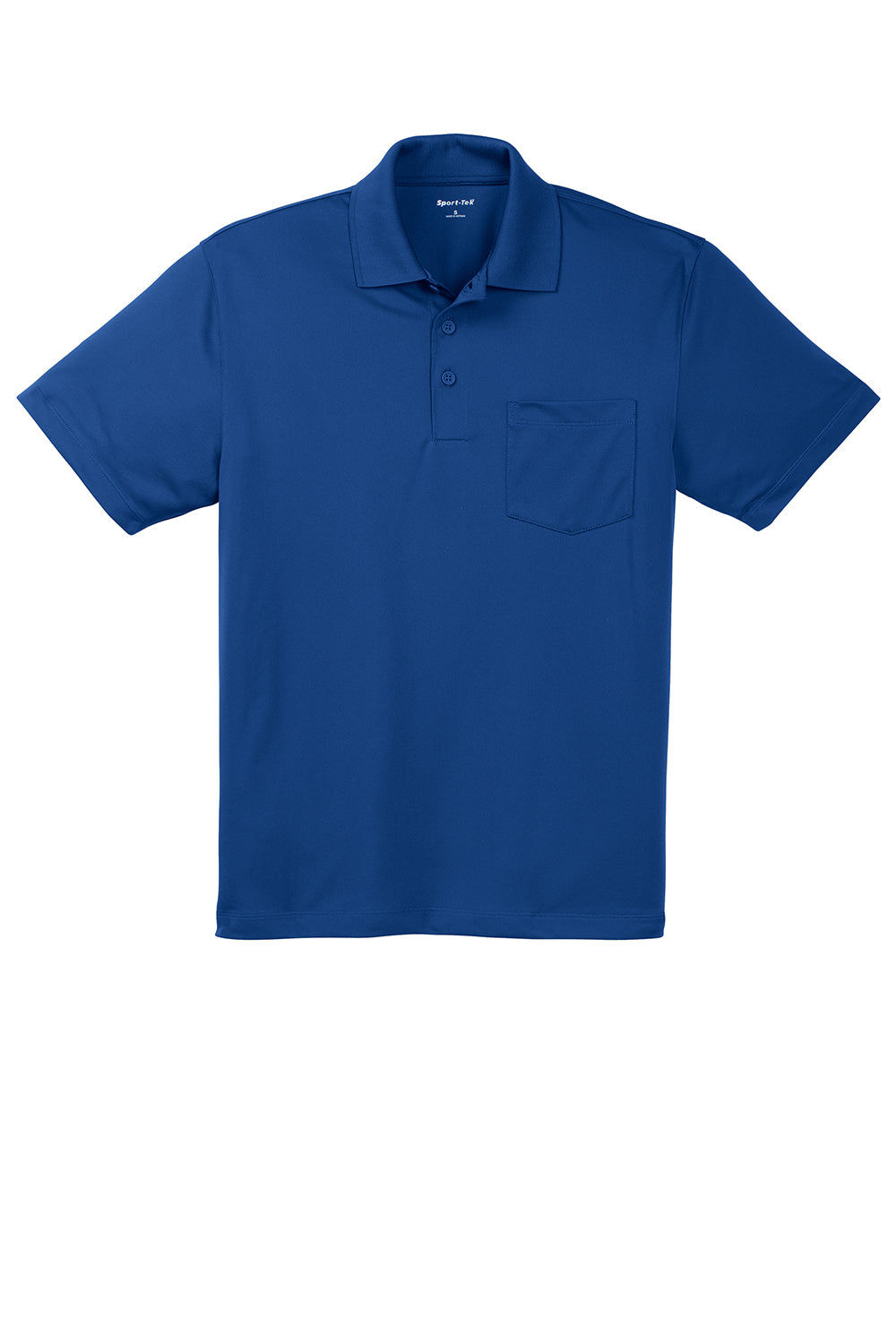 Sport-Tek ST651 Mens Sport-Wick Moisture Wicking Short Sleeve Polo Shirt w/ Pocket True Royal Blue Flat Front