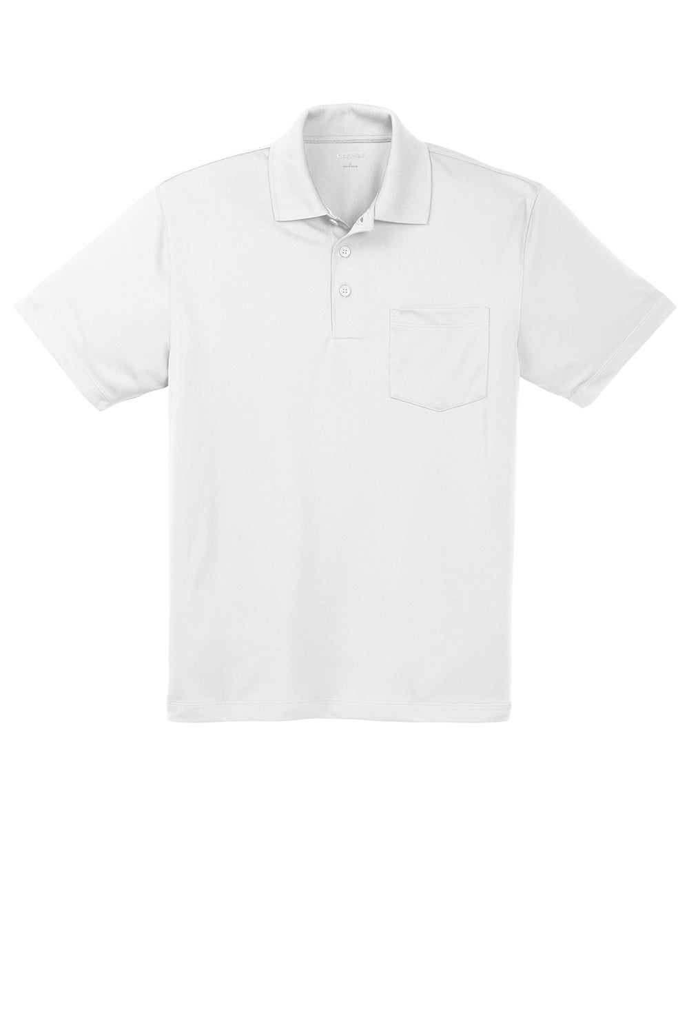 Sport-Tek ST651 Mens Sport-Wick Moisture Wicking Short Sleeve Polo Shirt w/ Pocket White Flat Front