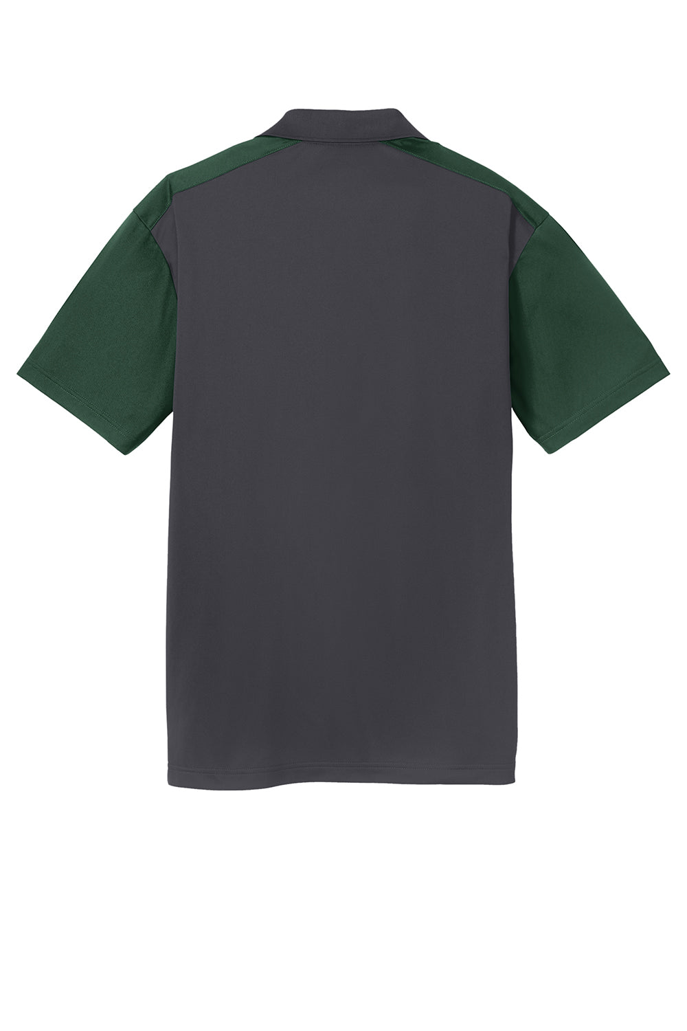 Sport-Tek ST652 Mens Sport-Wick Moisture Wicking Short Sleeve Polo Shirt Iron Grey/Forest Green Flat Back