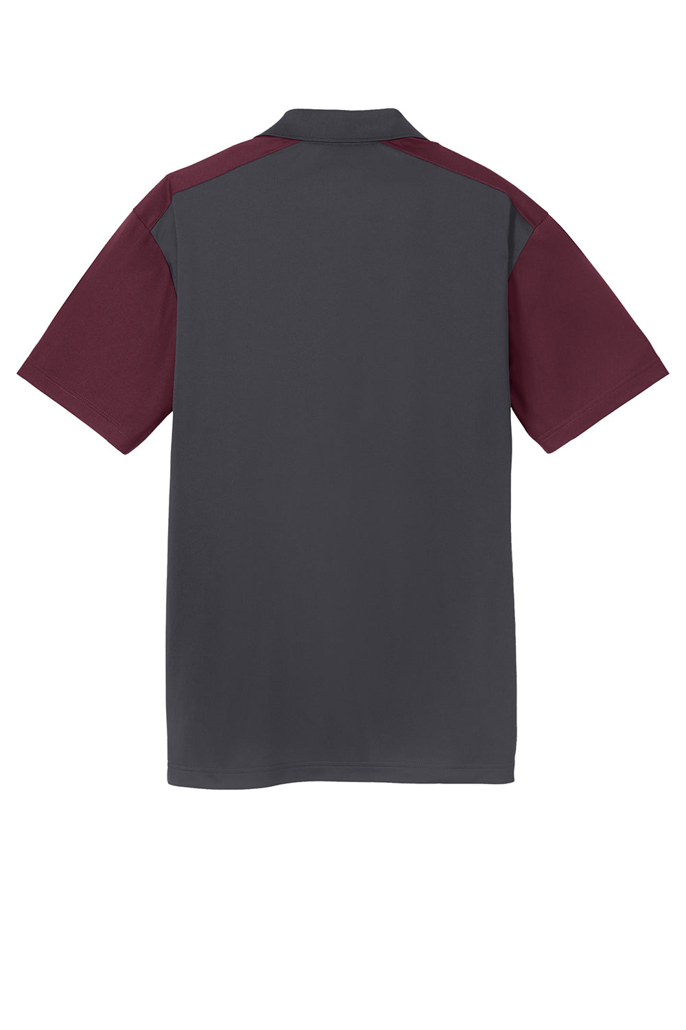 Sport-Tek ST652 Mens Sport-Wick Moisture Wicking Short Sleeve Polo Shirt Iron Grey/Maroon Flat Back