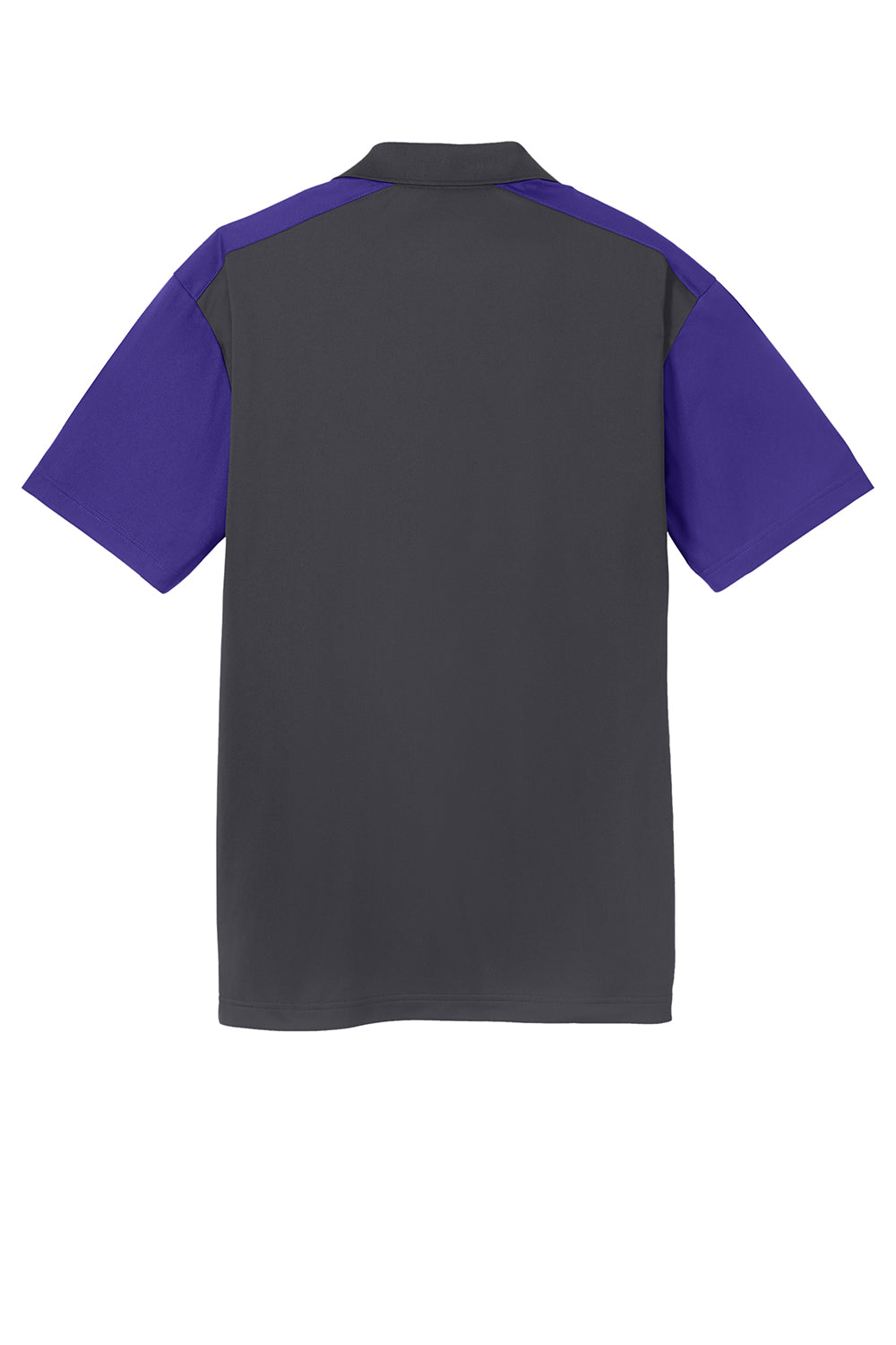 Sport-Tek ST652 Mens Sport-Wick Moisture Wicking Short Sleeve Polo Shirt Iron Grey/Purple Flat Back