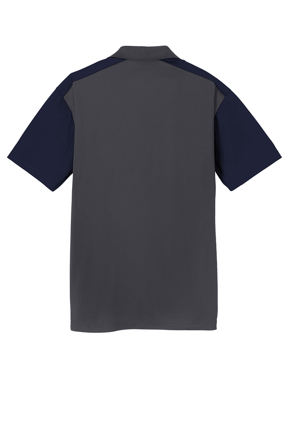 Sport-Tek ST652 Mens Sport-Wick Moisture Wicking Short Sleeve Polo Shirt Iron Grey/True Navy Blue Flat Back