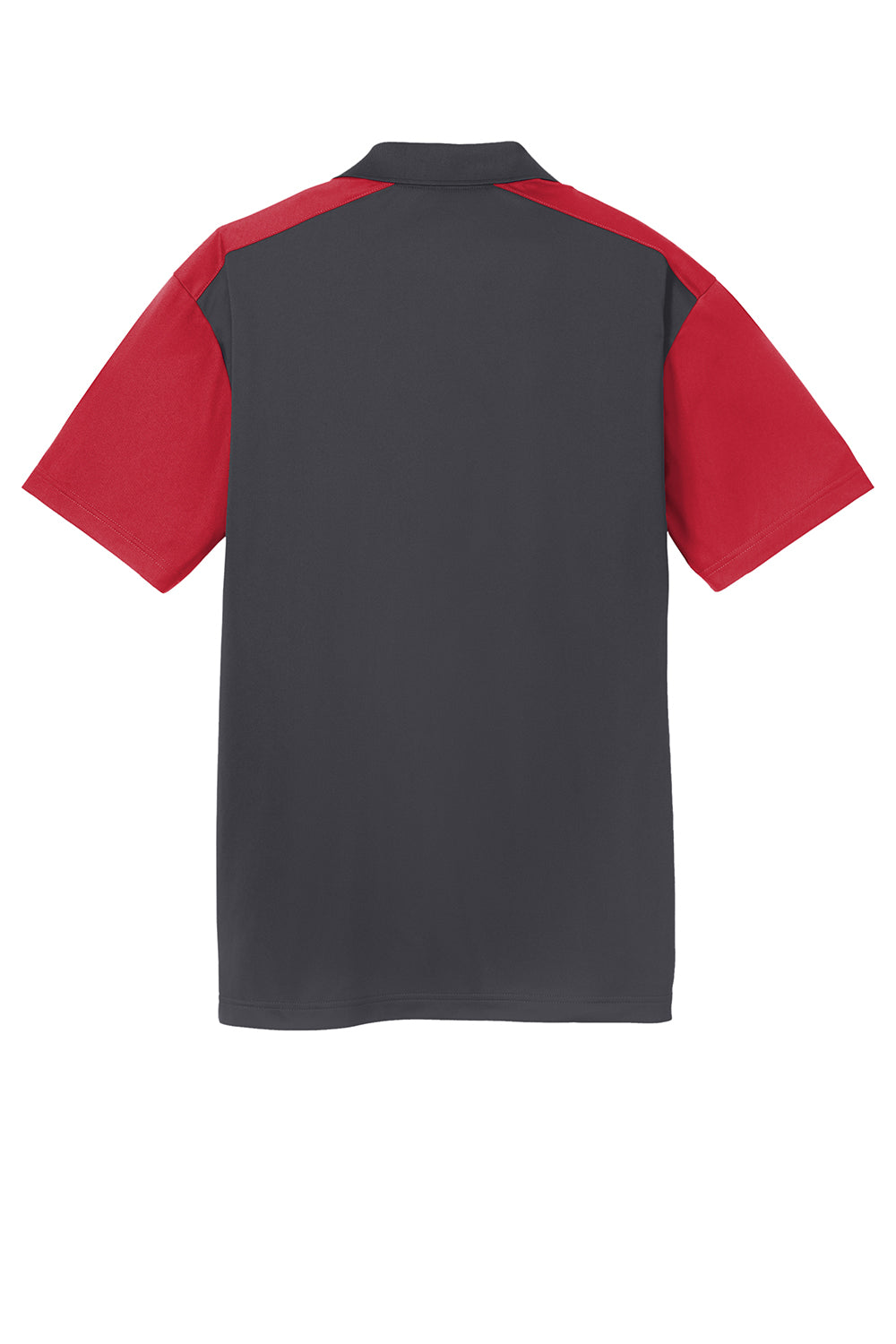 Sport-Tek ST652 Mens Sport-Wick Moisture Wicking Short Sleeve Polo Shirt Iron Grey/True Red Flat Back