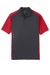 Sport-Tek ST652 Mens Sport-Wick Moisture Wicking Short Sleeve Polo Shirt Iron Grey/True Red Flat Front