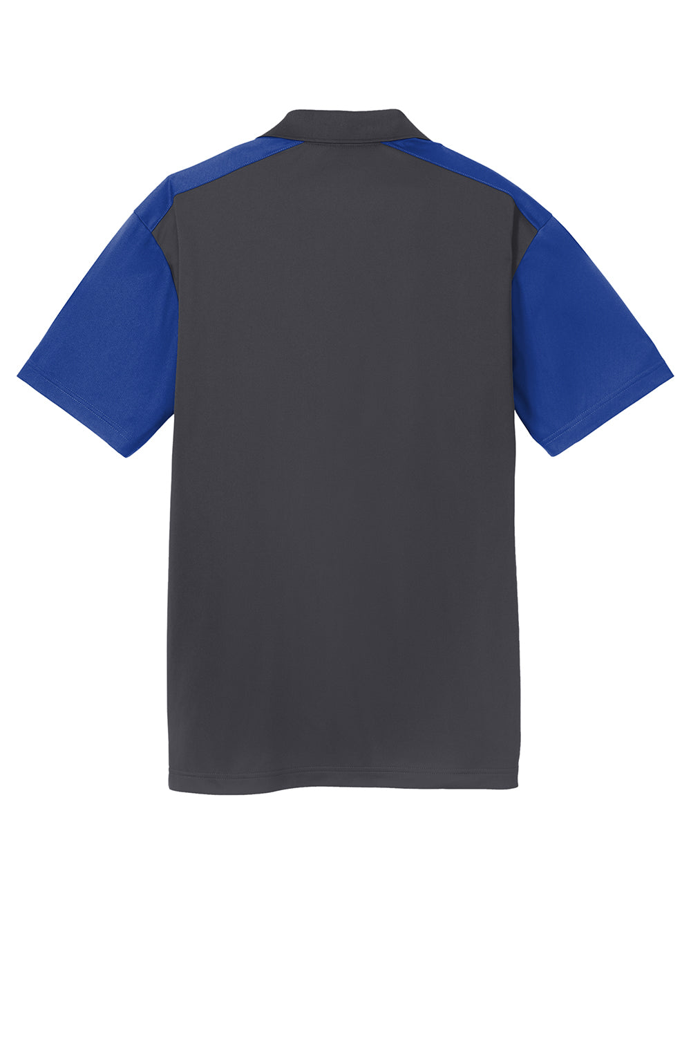 Sport-Tek ST652 Mens Sport-Wick Moisture Wicking Short Sleeve Polo Shirt Iron Grey/True Royal Blue Flat Back